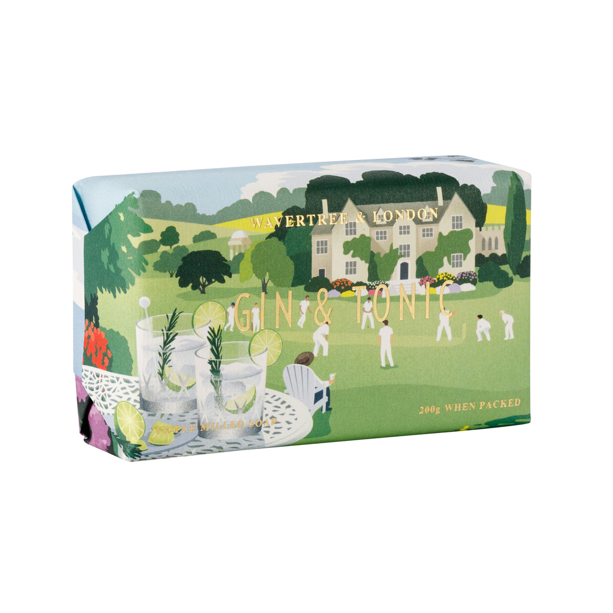 Wavertree and London Gin and Tonic soap bar, unwrapped view