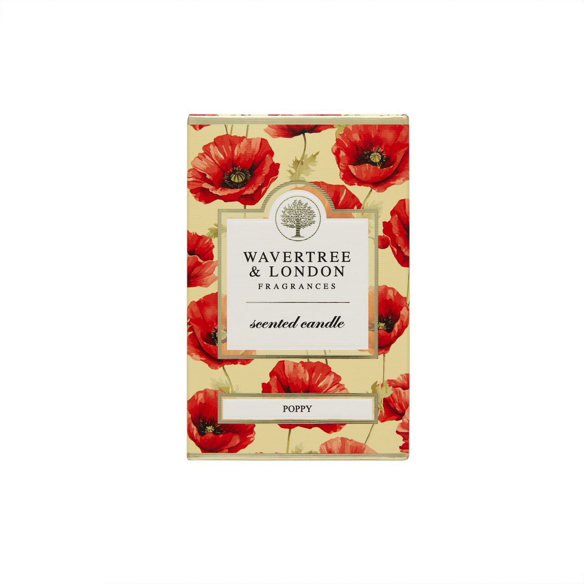 Wavertree and London Poppy candle, close up