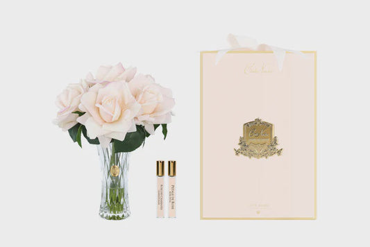 Cote Noire Charente seven rose bouquet in champagne pink, gold and pink box, CH7R15