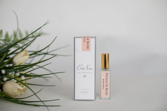 Cote Noire room spray bottle, rose petal fragrance
