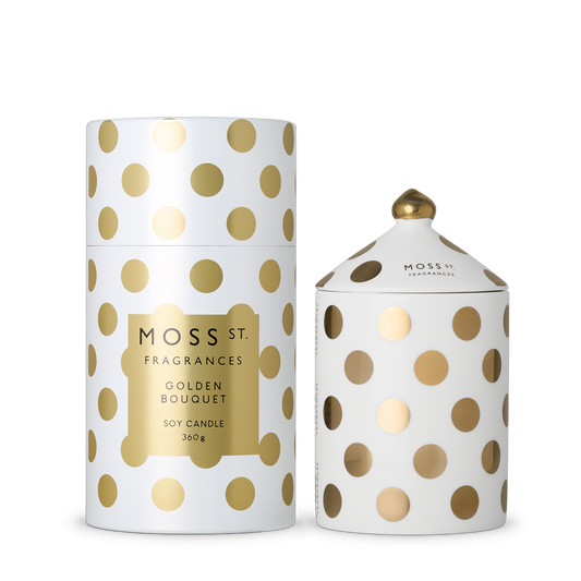 Moss St Golden Bouquet limited edition ceramic large candle 360g product photo