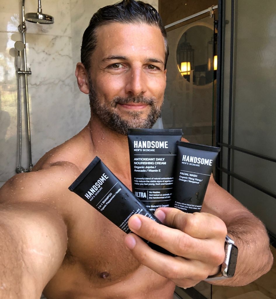 Handsome Men's Skincare Facial Wash styled with other Handsome products