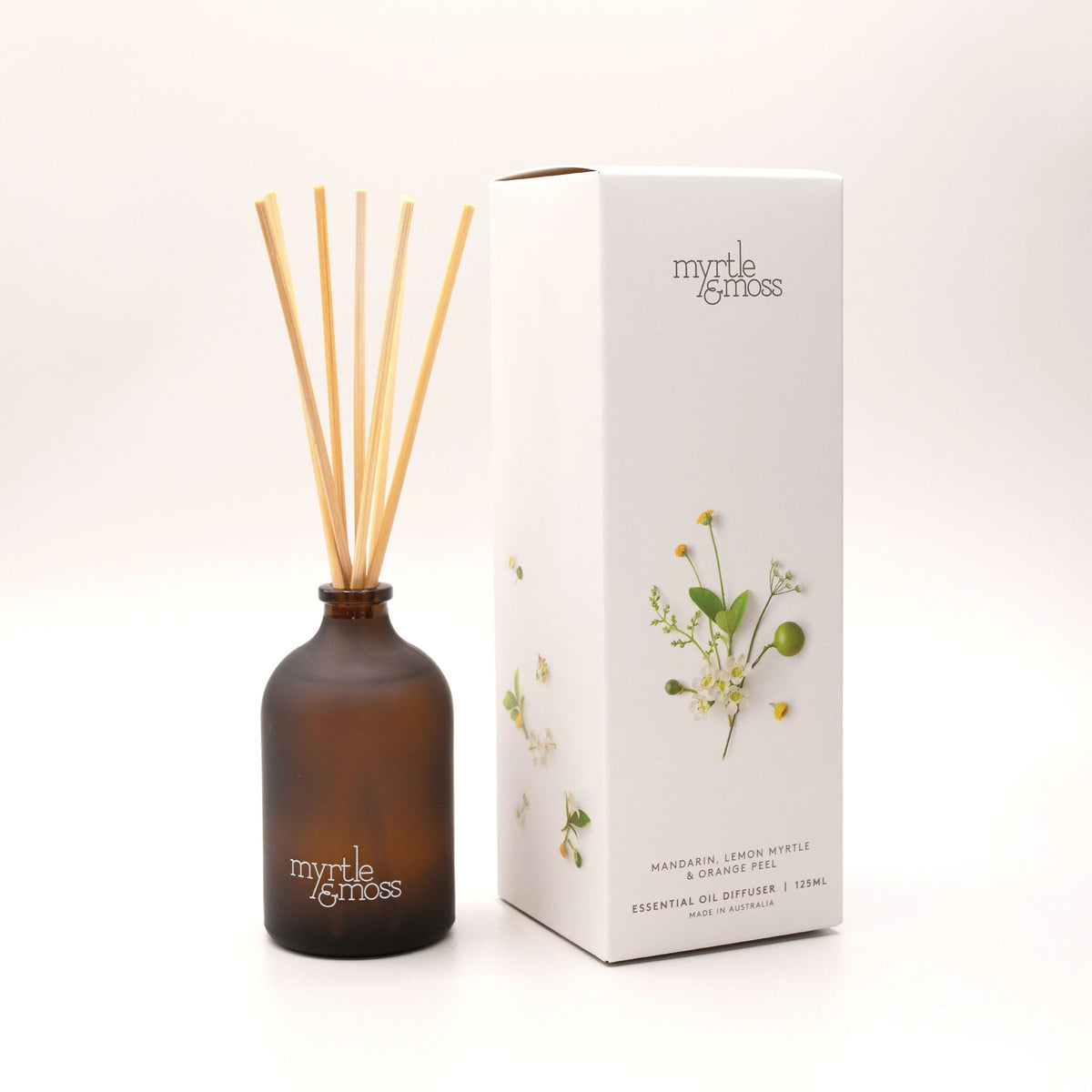 Myrtle & Moss Mandarin, Lemon Myrtle & Orange Peel Essential Oil Diffuser 125ML angle