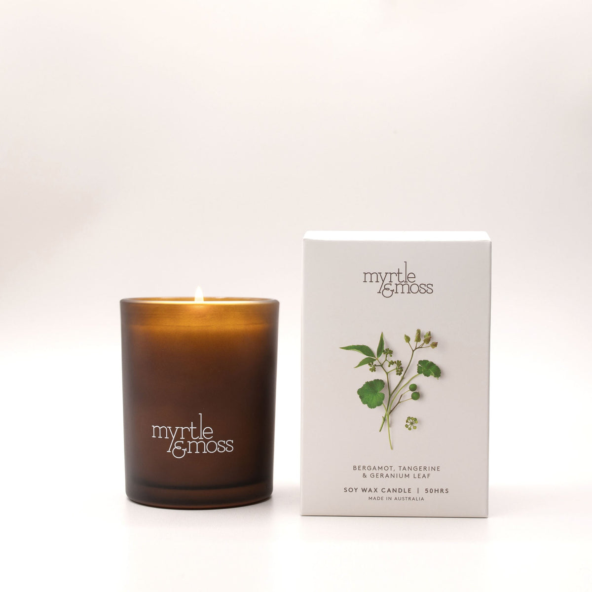 Myrtle & Moss Bergamot Rind, Tangerine & Geranium Leaf Soy Wax Candle 50hrs