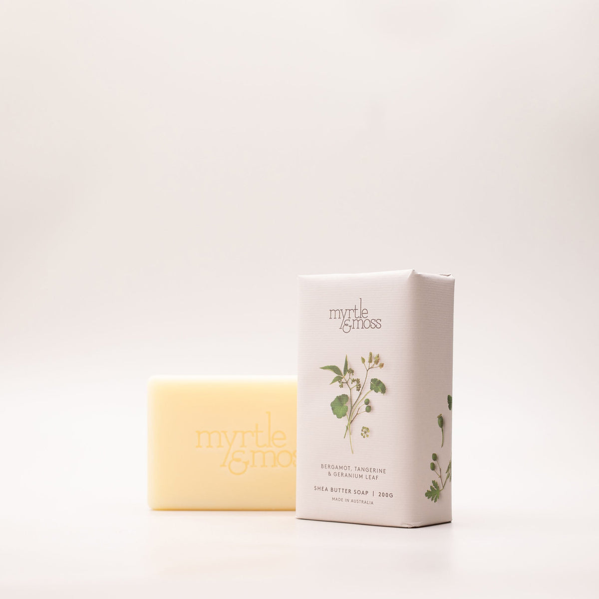 Myrtle & Moss Bergamot Rind, Tangerine & Geranium Leaf Shea Butter Soap 200g