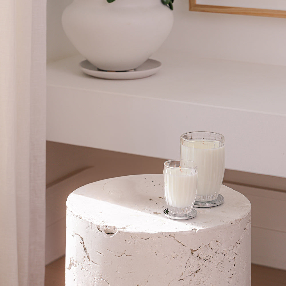 Peppermint Grove Lemongrass and Lime small candle, styled photo