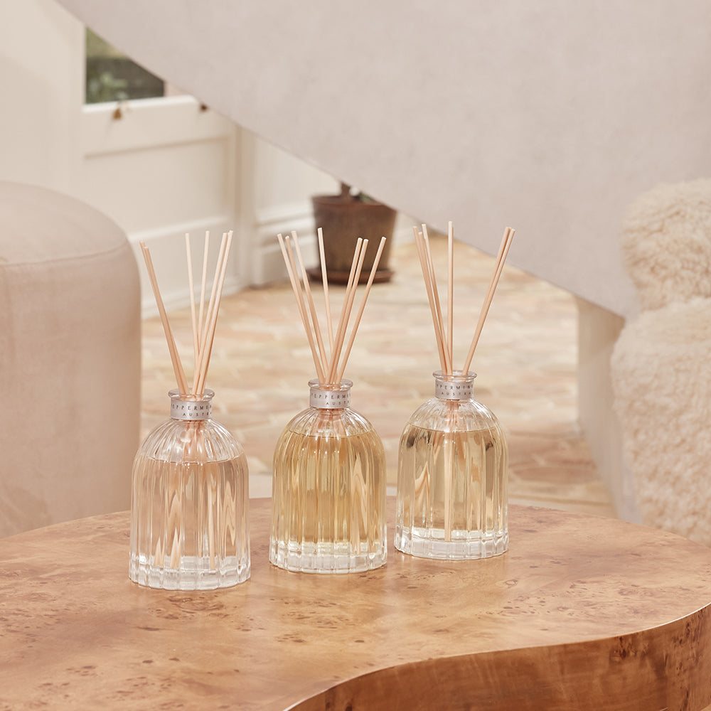 Peppermint Grove Patchouli and Bergamot diffuser, styled photo