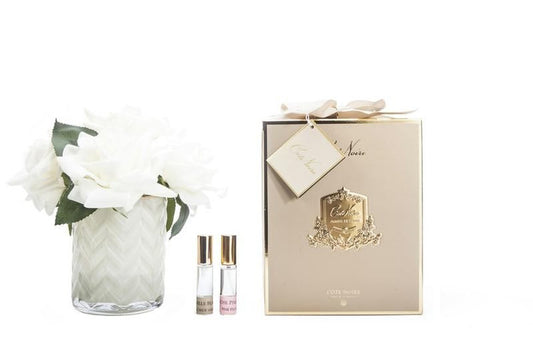 Cote Noire Herringbone Flower Cream Champagne Roses
