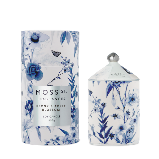Moss St Peony and Apple Blossom ceramic candle 360g product photo