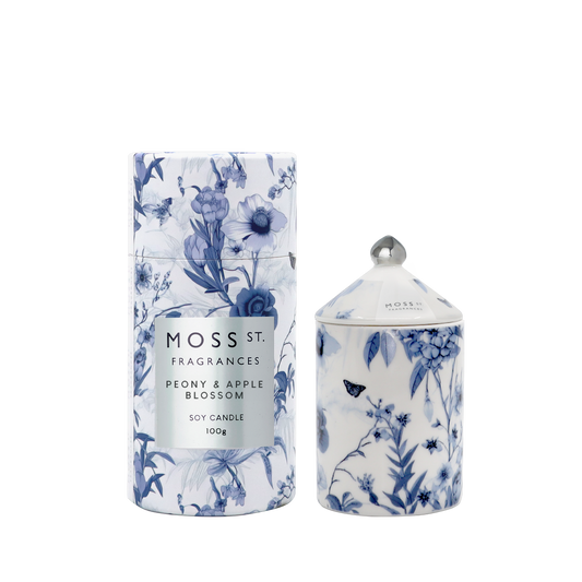 Moss St Peony and Apple Blossom ceramic candle 100g product photo
