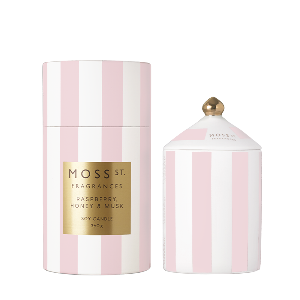 Moss St Raspberry, Honey and Musk ceramic candle 360g product photo