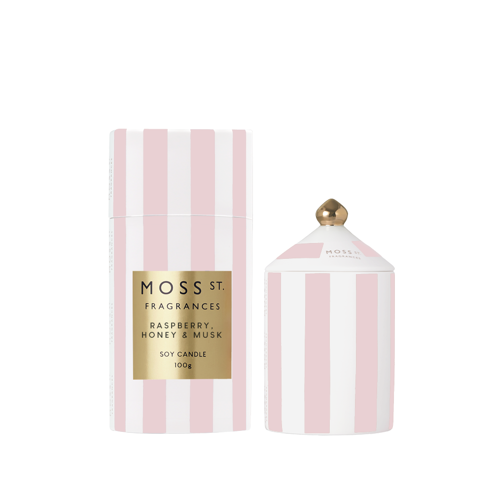 Moss St Raspberry, Honey and Musk ceramic candle 100g product photo