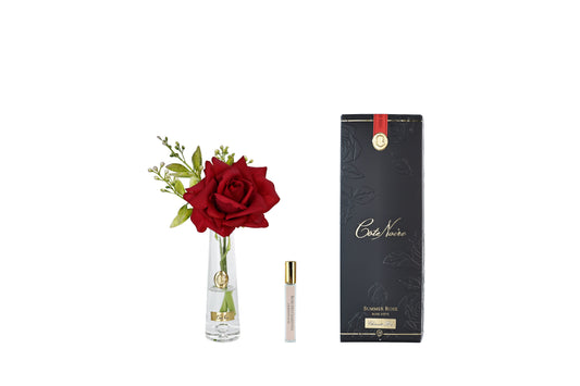 Cote Noire summer rose with gold badge, red