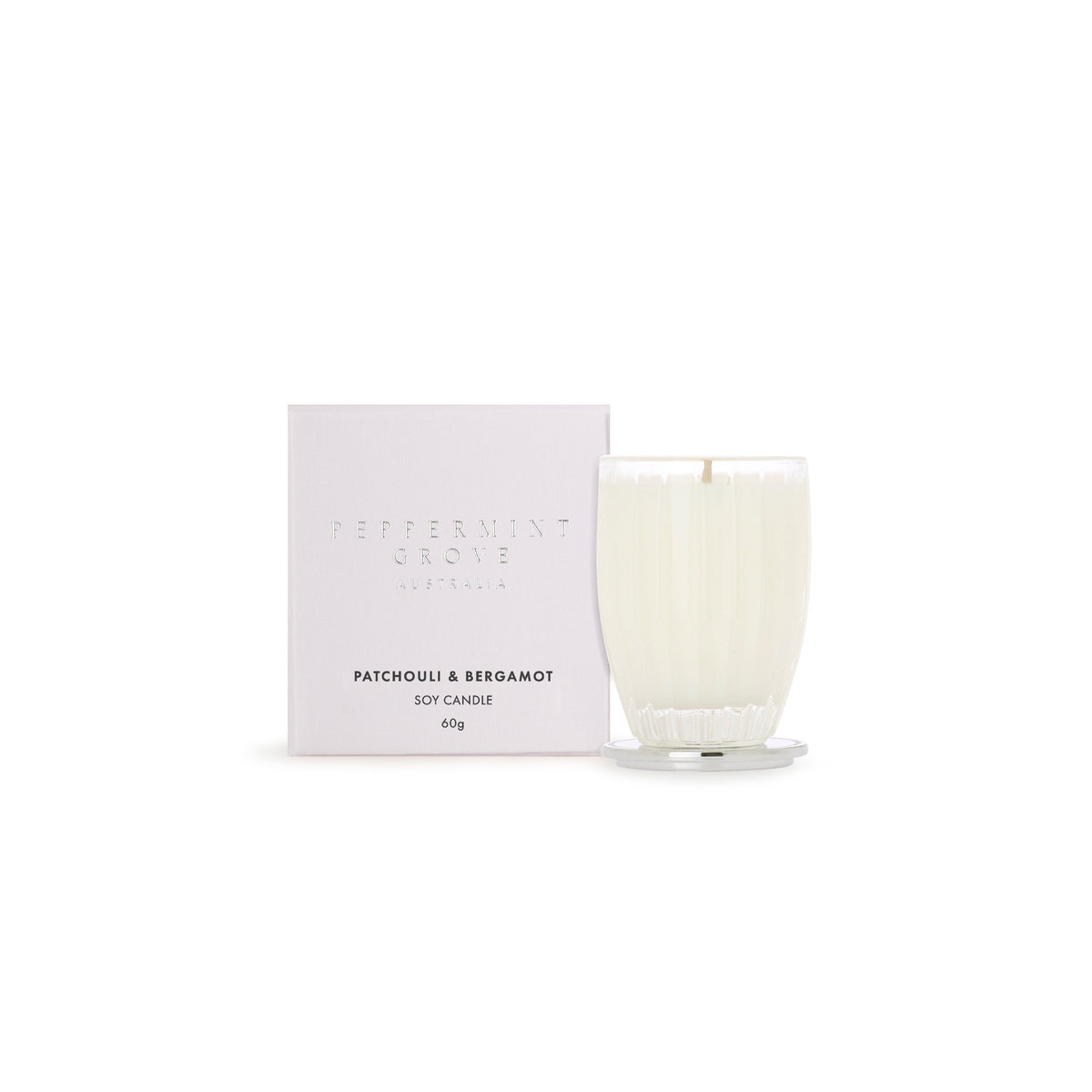 Peppermint Grove Patchouli and Bergamot small candle, product photo