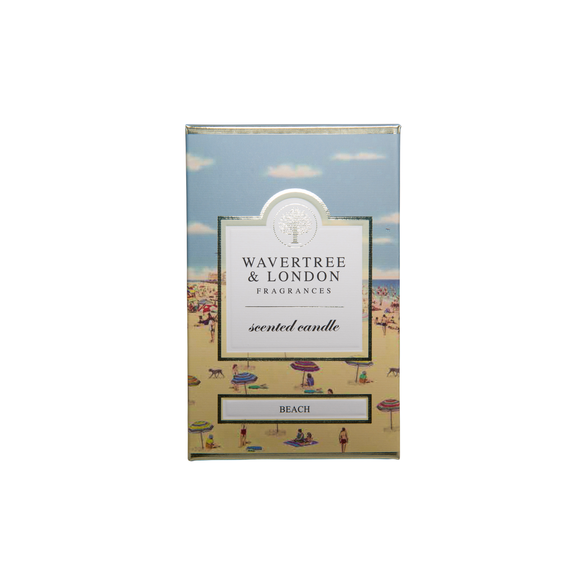 Wavertree and London Beach candle, lid off view