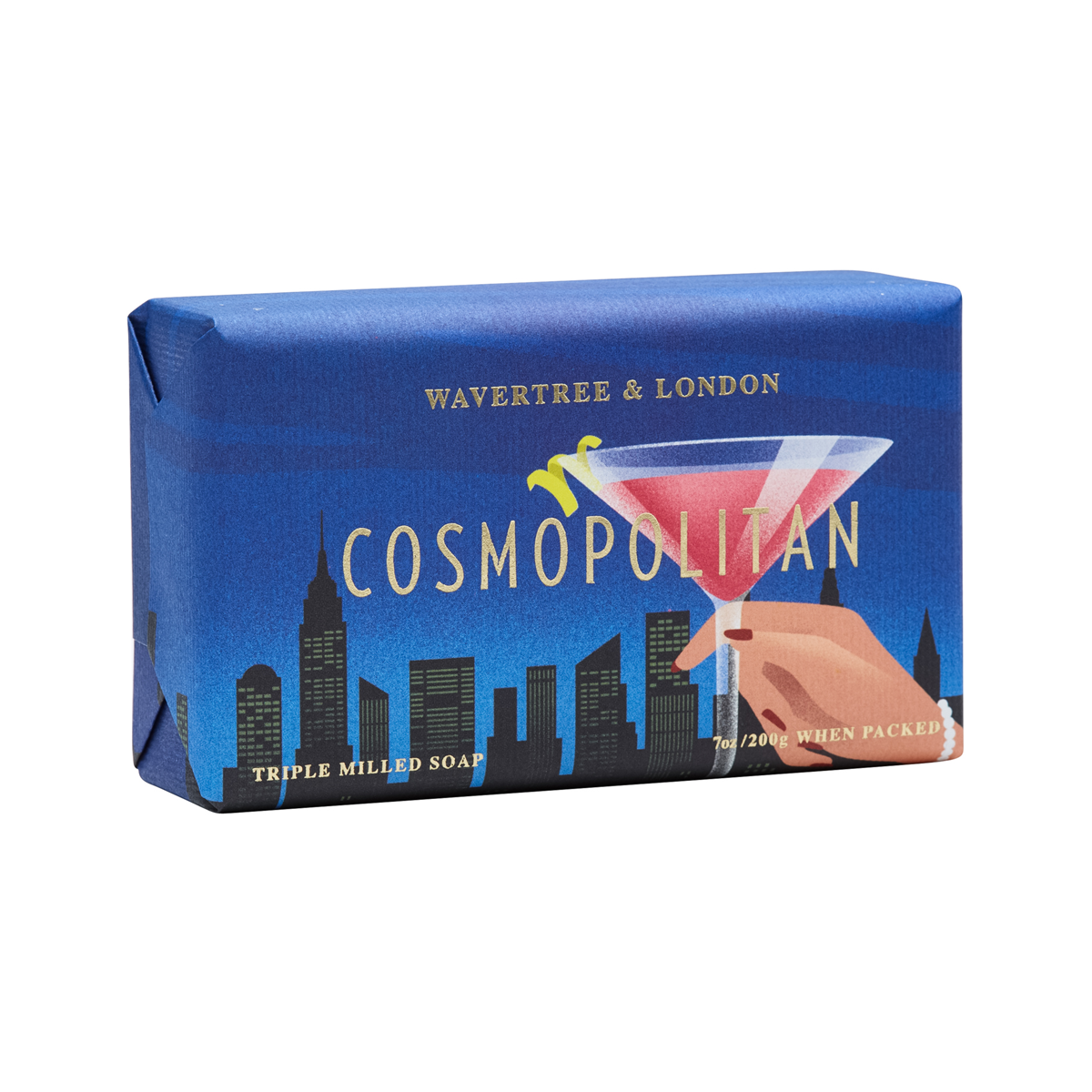 Wavertree and London Cosmopolitan soap bar, unwrapped view