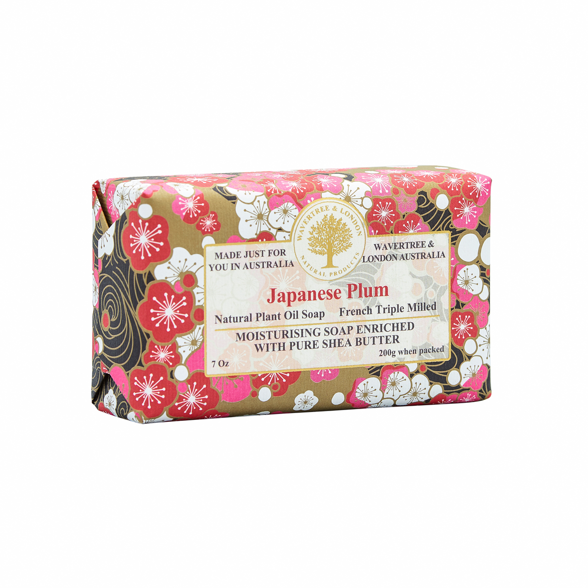Wavertree and London Japanese Plum soap bar, unwrapped view