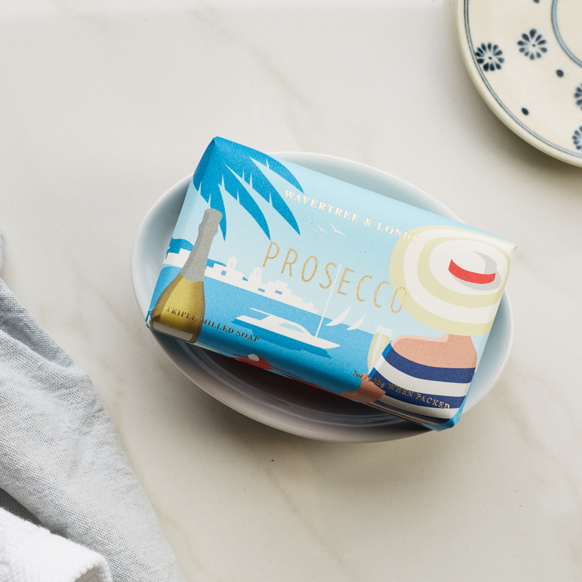 Wavertree and London Prosecco soap bar, side view