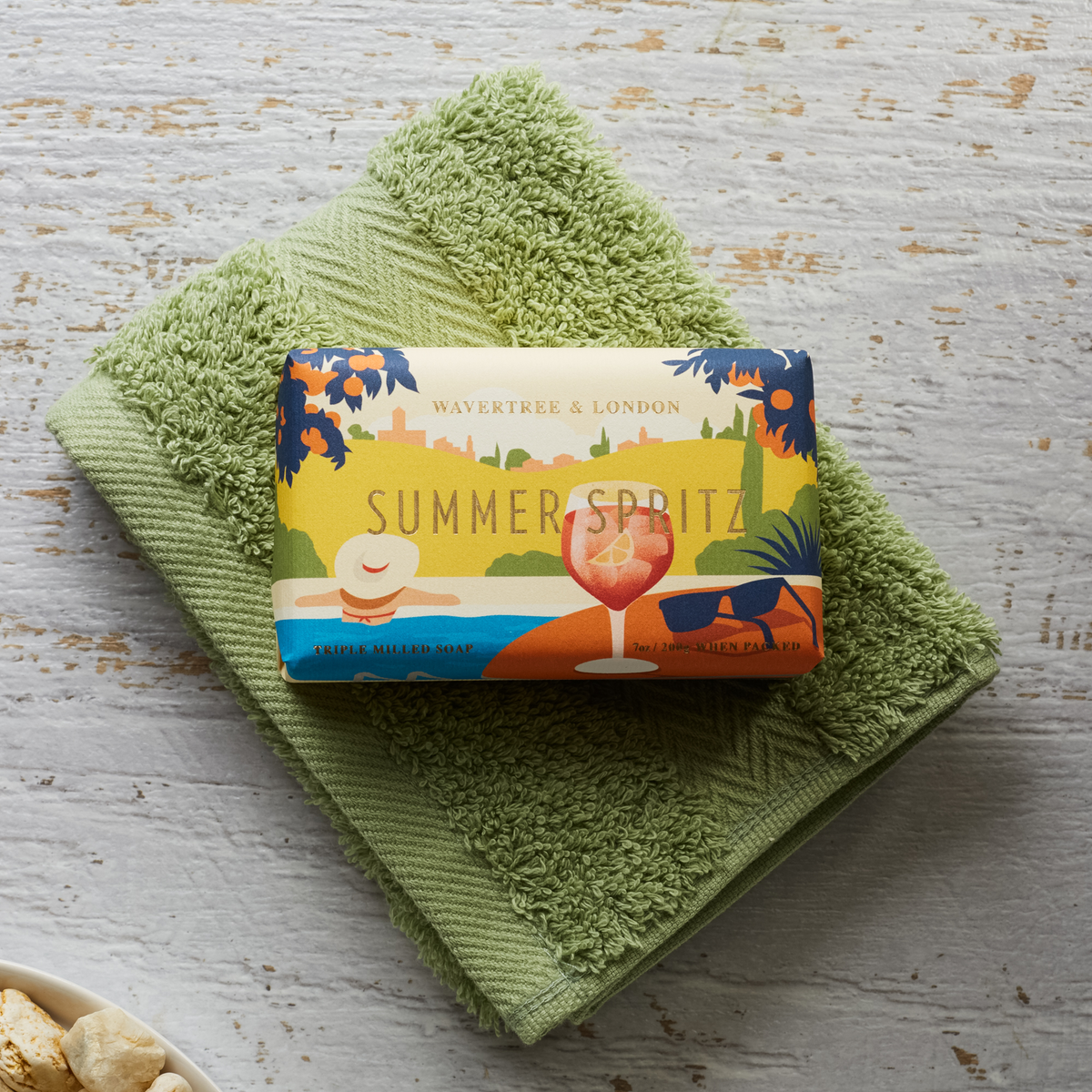 Wavertree and London Summer Spritz soap bar, side view