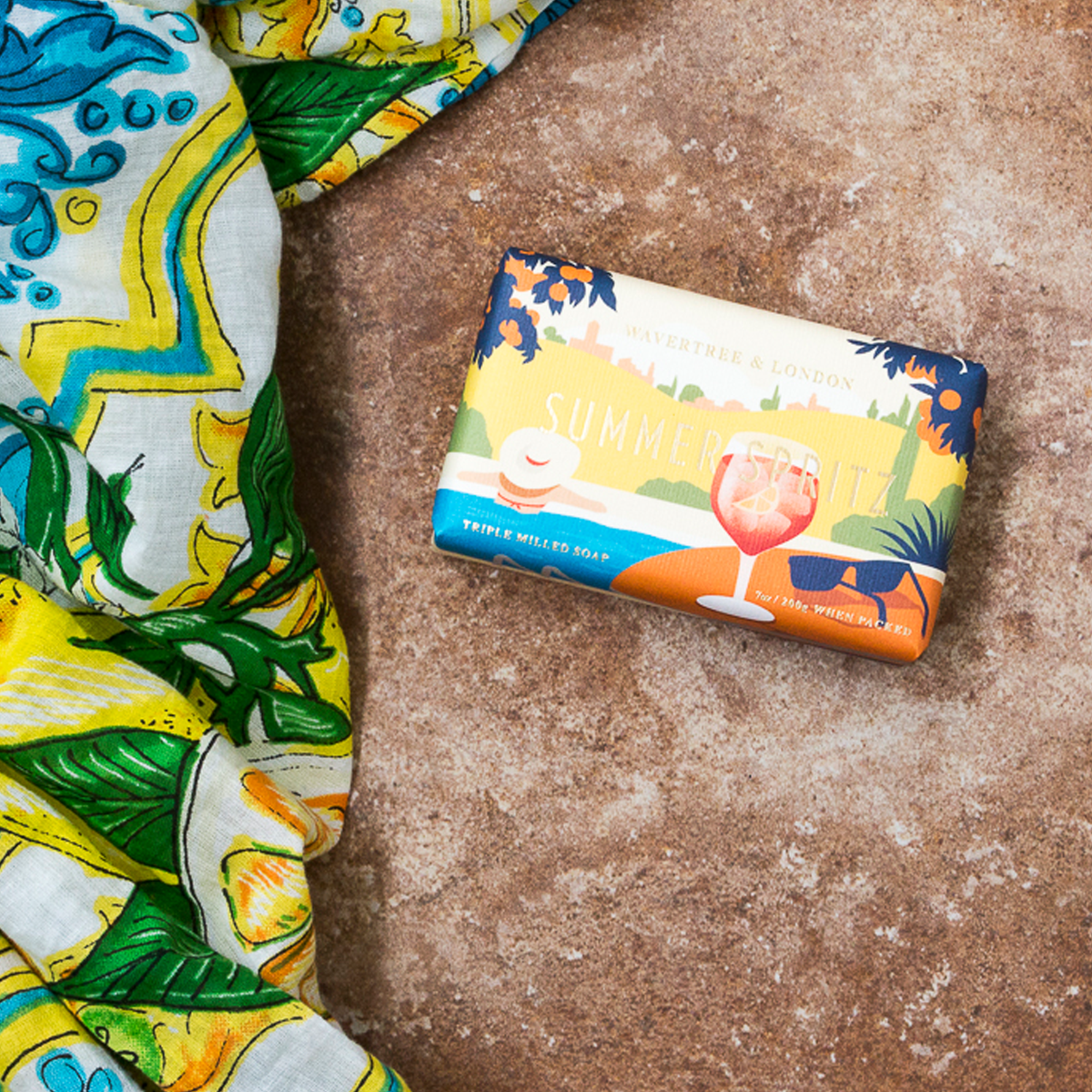 Wavertree and London Summer Spritz soap bar, packaging detail